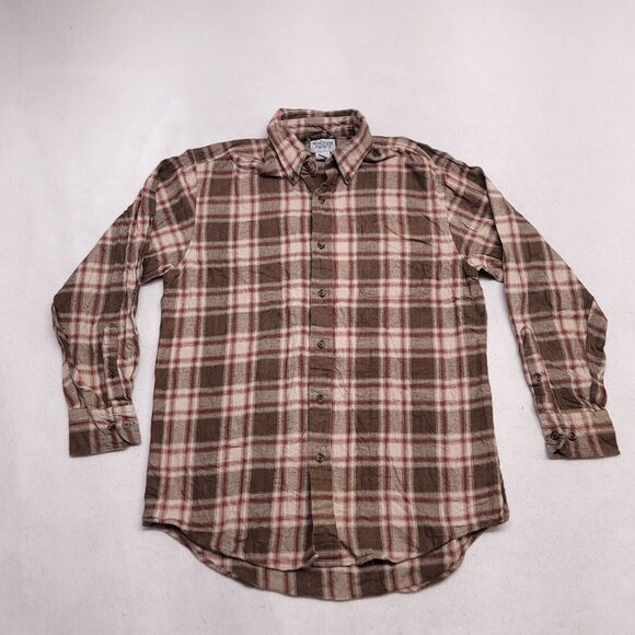 Windham Pointe Madras Flannel Casual Button Up Shirt Mens Size Small S Brown - Picture 2 of 10